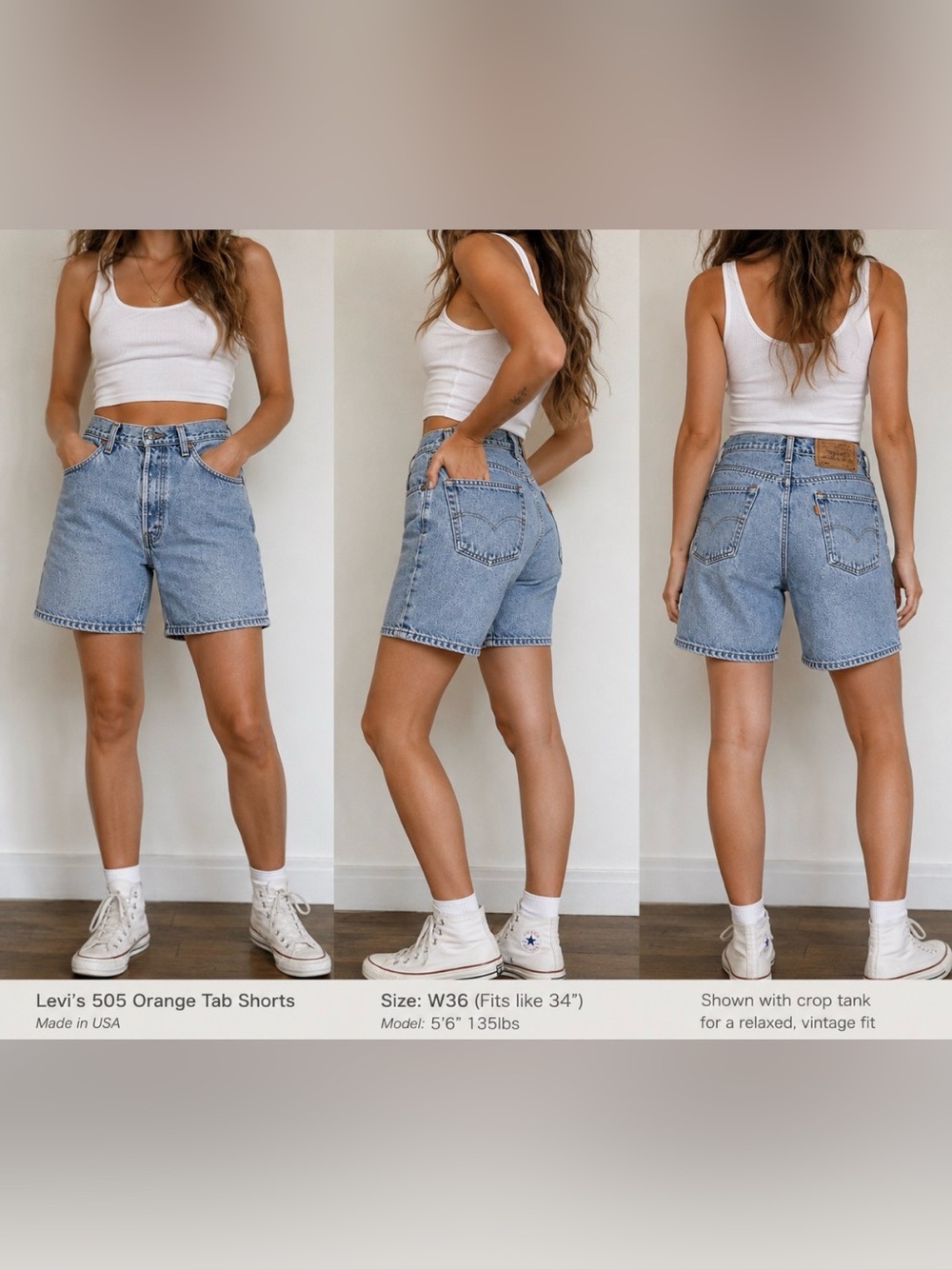 Vintage 90s Levis 505 Orange Tab Denim Mom Shorts High Waisted 36